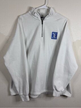 Vintage Lee Heavyweight Sweatshirt White Made In USA Sz XL NFL CBS Embroidery